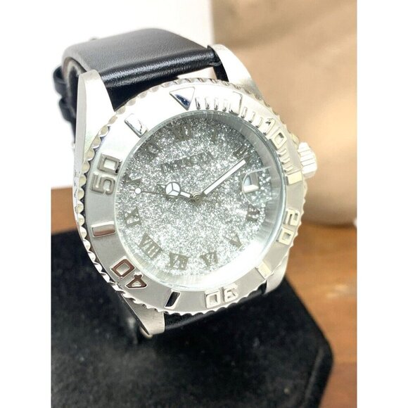 Invicta Women's Watch 22706 Angel Quartz Silver Dial Black Leather Band 40mm - Picture 13 of 14